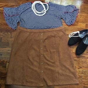 Retrology camel suede high waisted skirt sz 2X